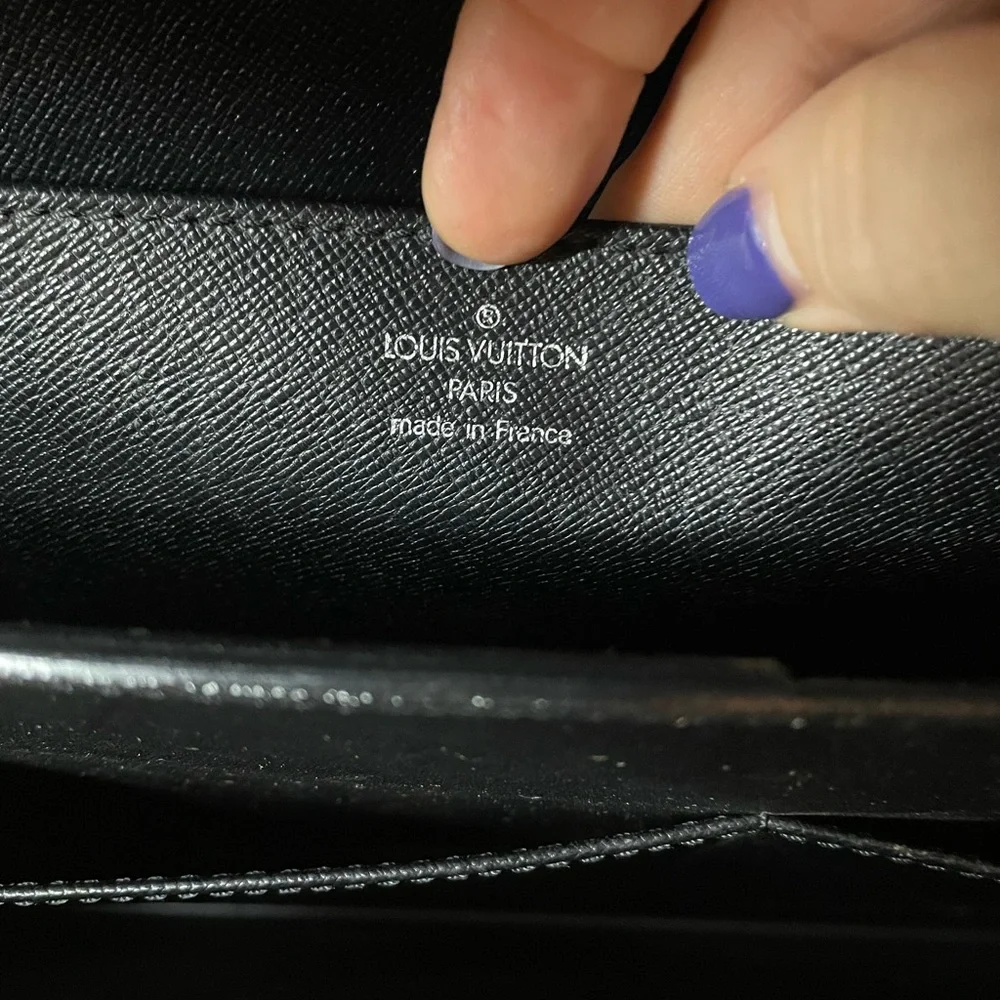 Louis Vuitton charcoal grey leather briefcase with keys!